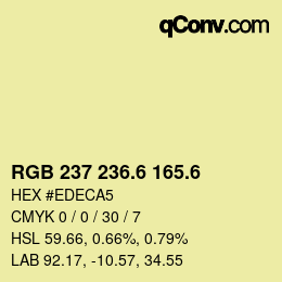 カラーコード: RGB 237 236.6 165.6 | qconv.com
