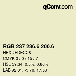 カラーコード: RGB 237 236.6 200.6 | qconv.com