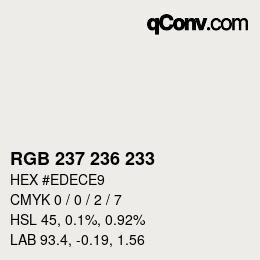 Código de color: RGB 237 236 233 | qconv.com