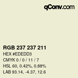 Color code: RGB 237 237 211 | qconv.com