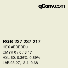 颜色代码: RGB 237 237 217 | qconv.com