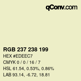 Color code: RGB 237 238 199 | qconv.com