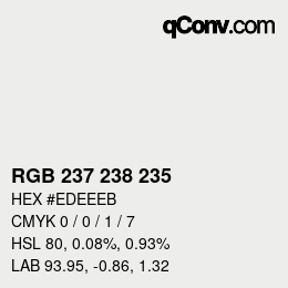 カラーコード: RGB 237 238 235 | qconv.com