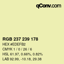 カラーコード: RGB 237 239 178 | qconv.com