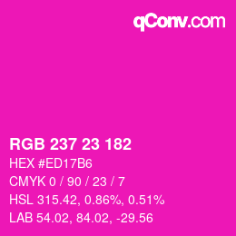 Color code: RGB 237 23 182 | qconv.com