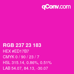 Color code: RGB 237 23 183 | qconv.com