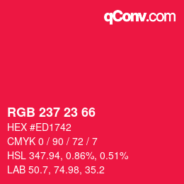 Color code: RGB 237 23 66 | qconv.com