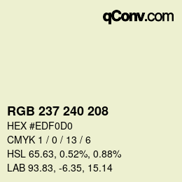 Color code: RGB 237 240 208 | qconv.com
