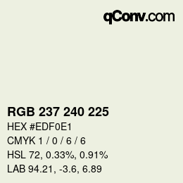 Color code: RGB 237 240 225 | qconv.com