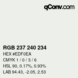 Color code: RGB 237 240 234 | qconv.com