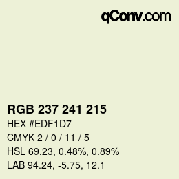 Color code: RGB 237 241 215 | qconv.com
