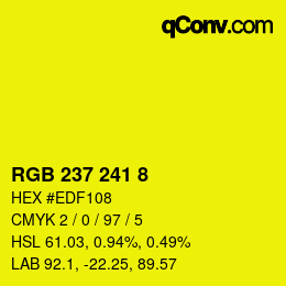 Color code: RGB 237 241 8 | qconv.com