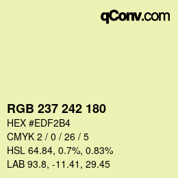 Color code: RGB 237 242 180 | qconv.com