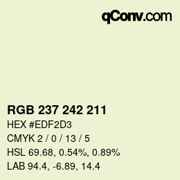 カラーコード: RGB 237 242 211 | qconv.com