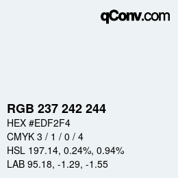 颜色代码: RGB 237 242 244 | qconv.com