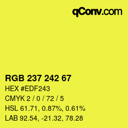 Color code: RGB 237 242 67 | qconv.com