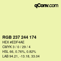 Color code: RGB 237 244 174 | qconv.com