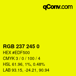 颜色代码: RGB 237 245 0 | qconv.com