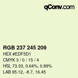 Color code: RGB 237 245 209 | qconv.com