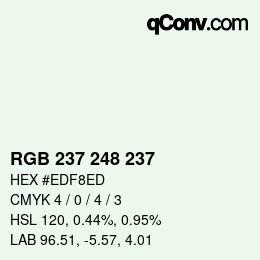 Color code: RGB 237 248 237 | qconv.com