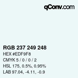 Color code: RGB 237 249 248 | qconv.com