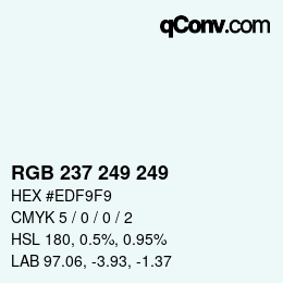 Código de color: RGB 237 249 249 | qconv.com