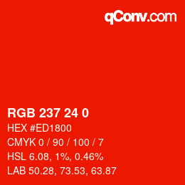 Color code: RGB 237 24 0 | qconv.com