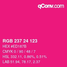 Color code: RGB 237 24 123 | qconv.com
