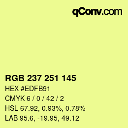 カラーコード: RGB 237 251 145 | qconv.com
