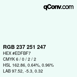 Color code: RGB 237 251 247 | qconv.com