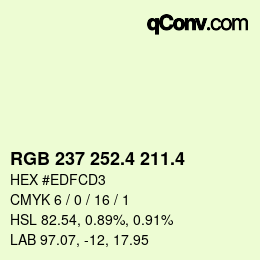 カラーコード: RGB 237 252.4 211.4 | qconv.com