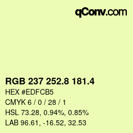 カラーコード: RGB 237 252.8 181.4 | qconv.com