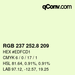 カラーコード: RGB 237 252.8 209 | qconv.com