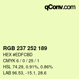 Color code: RGB 237 252 189 | qconv.com