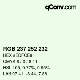 Color code: RGB 237 252 232 | qconv.com