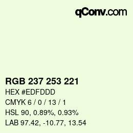 Color code: RGB 237 253 221 | qconv.com