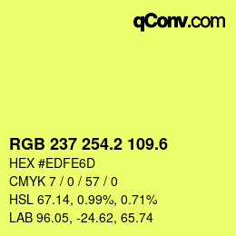 カラーコード: RGB 237 254.2 109.6 | qconv.com