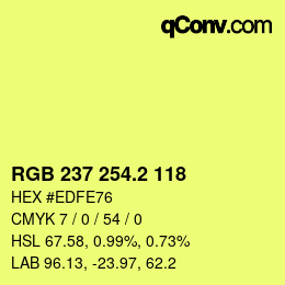 カラーコード: RGB 237 254.2 118 | qconv.com
