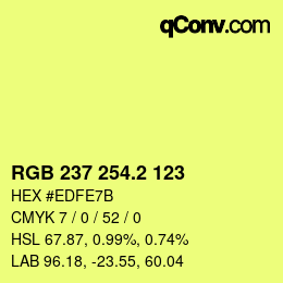 カラーコード: RGB 237 254.2 123 | qconv.com