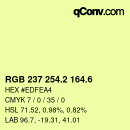 カラーコード: RGB 237 254.2 164.6 | qconv.com