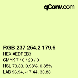 カラーコード: RGB 237 254.2 179.6 | qconv.com
