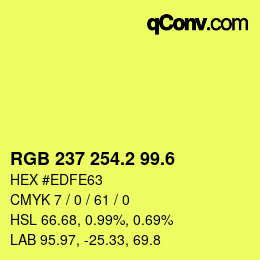 カラーコード: RGB 237 254.2 99.6 | qconv.com