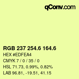 カラーコード: RGB 237 254.6 164.6 | qconv.com