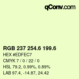 カラーコード: RGB 237 254.6 199.6 | qconv.com
