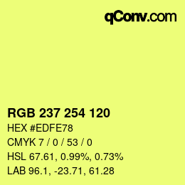 Color code: RGB 237 254 120 | qconv.com