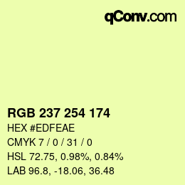 Color code: RGB 237 254 174 | qconv.com