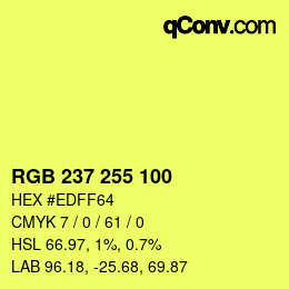 Color code: RGB 237 255 100 | qconv.com