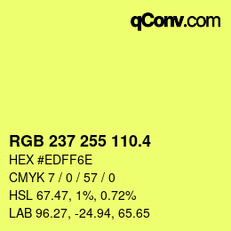 カラーコード: RGB 237 255 110.4 | qconv.com