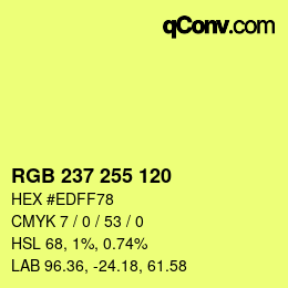 カラーコード: RGB 237 255 120 | qconv.com