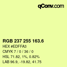 カラーコード: RGB 237 255 163.6 | qconv.com